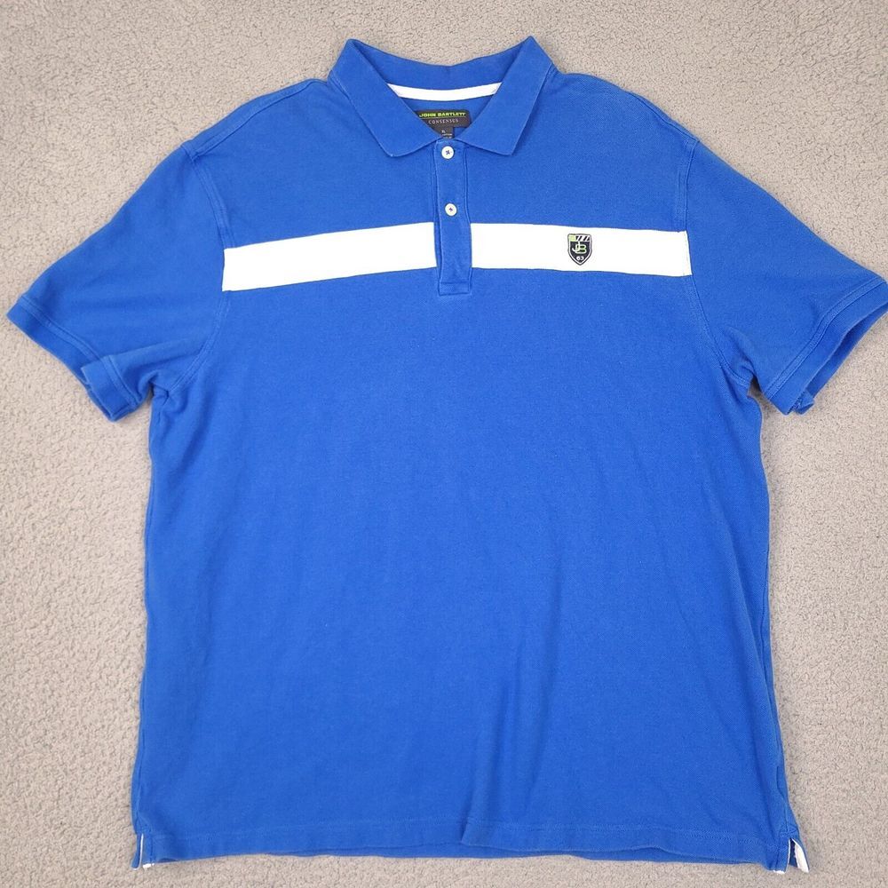 John Bartlett Consensus Polo‎ Shirt Mens XL Blue White Cotton